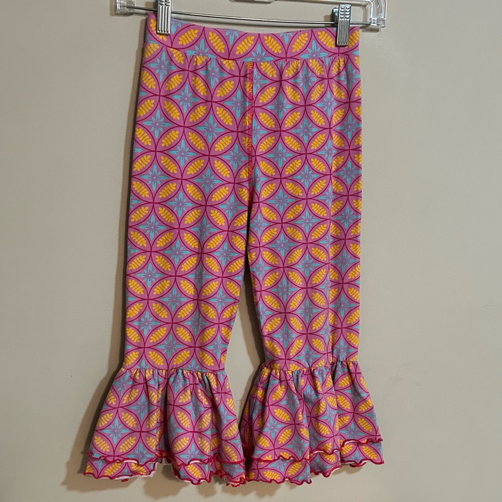 Youth Girl Pink Blue Yellow Flare Bell Bottom Pants Cotton Blend Size 11/12